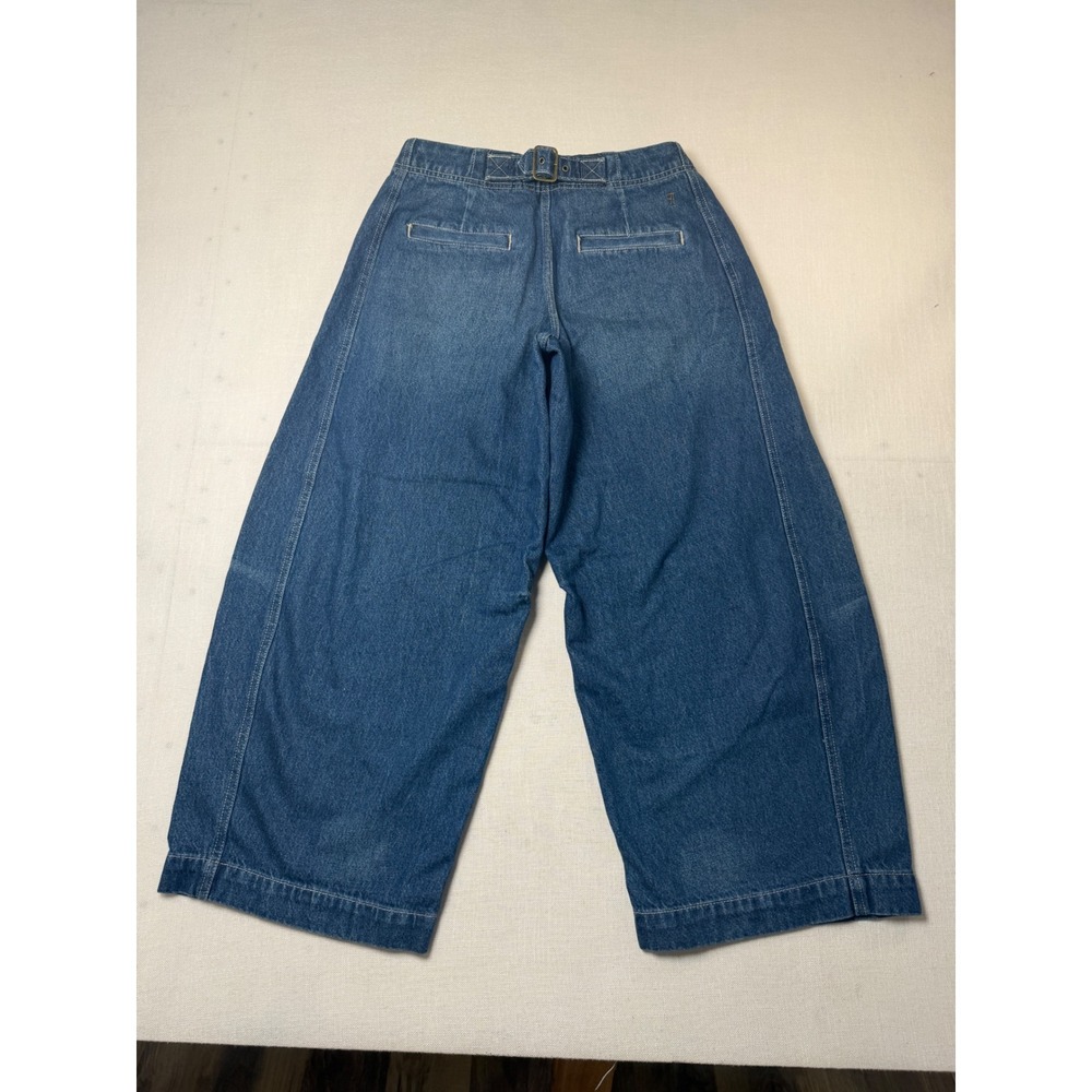 Pilcro Cinch Back Barrel Leg Wide Leg Jeans Medium Wash Blue 27 - Picture 3 of 9